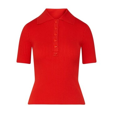 Courreges Knitted short sleeves polo in red