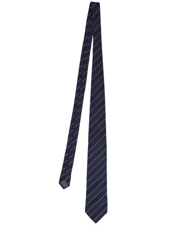 brunello cucinelli silk chevron tie in blue / white