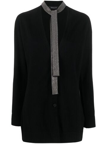 fabiana filippi scarf-detail fine-knit cardigan - black