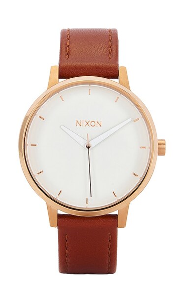 nixon kensington leather watch in white