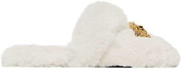 versace white faux-fur palazzo slippers