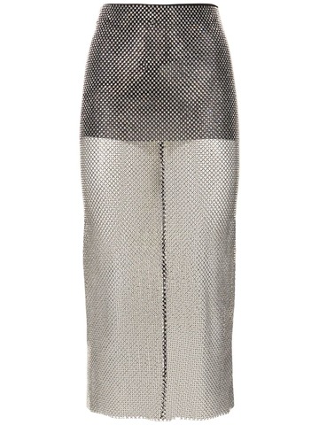 philosophy di lorenzo serafini embellished net midi skirt in silver