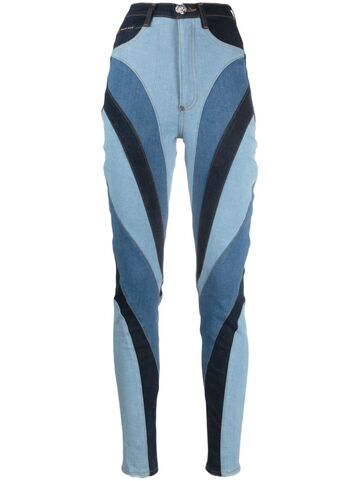 philipp plein patchwork-design high-waist skinny jeans - blue