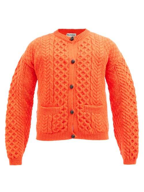 Molly Goddard - Yvie Cable-knit Wool Cardigan - Womens - Orange