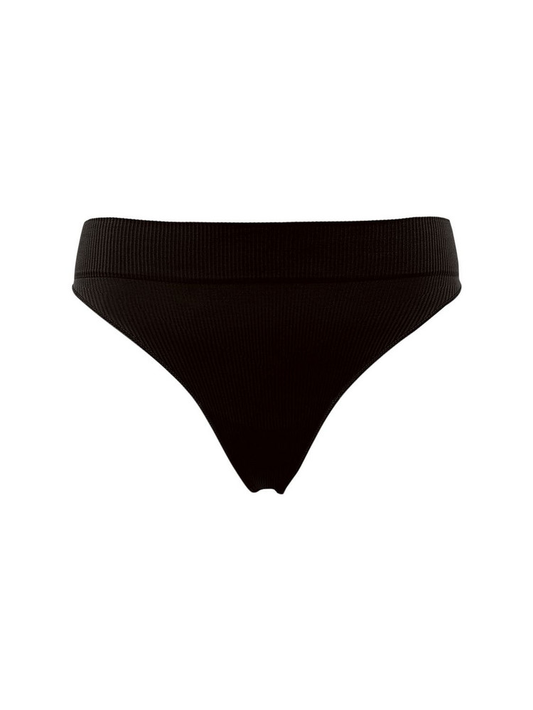 ANDREA ADAMO Mid Rise Ribbed Jersey Thong in black