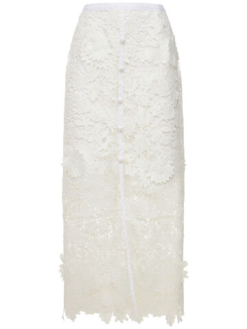 PRABAL GURUNG Cotton Lace Pencil Midi Skirt in white