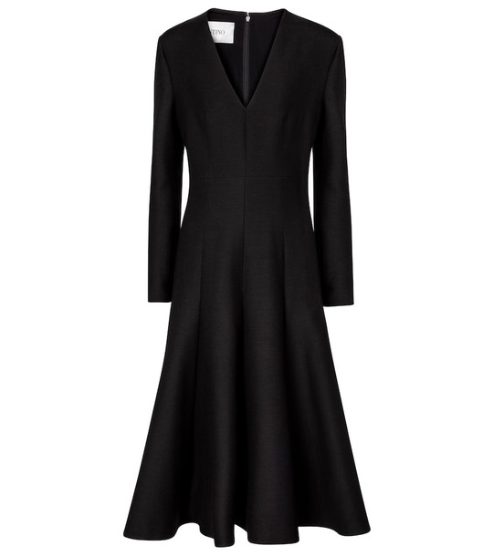 Valentino wool and silk midi dress in black