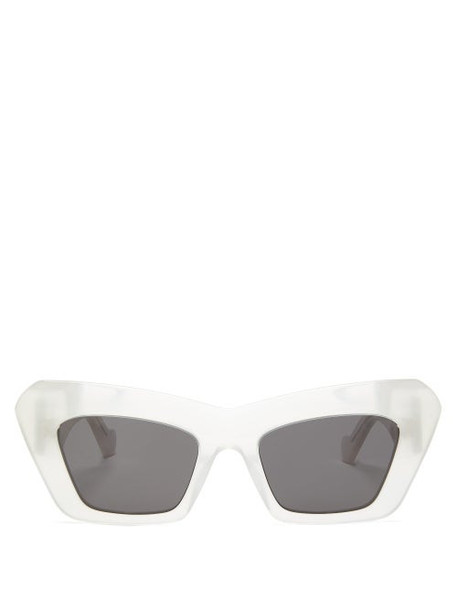 Loewe - Anagram-logo Cat-eye Acetate Sunglasses - Womens - White