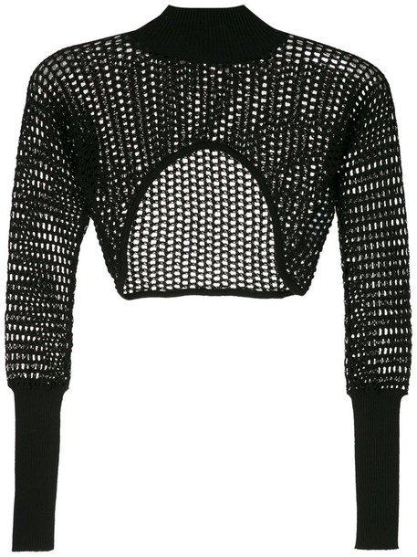 Reinaldo Lourenço crochet sheer cropped top in black