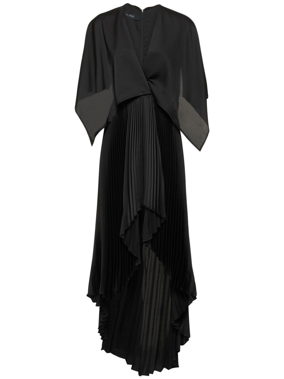SID NEIGUM Fibonacci Pleated Bamboo Long Dress in black