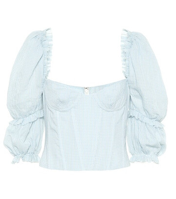 Brock Collection Exclusive to Mytheresa – Oceanic gingham cotton top in blue