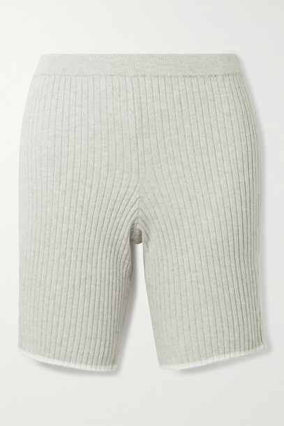 SKIN - Macey Ribbed Cotton And Cashmere-blend Shorts - Gray