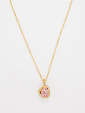 alighieri - the droplet of skies 24kt gold-plated necklace - womens - gold pink