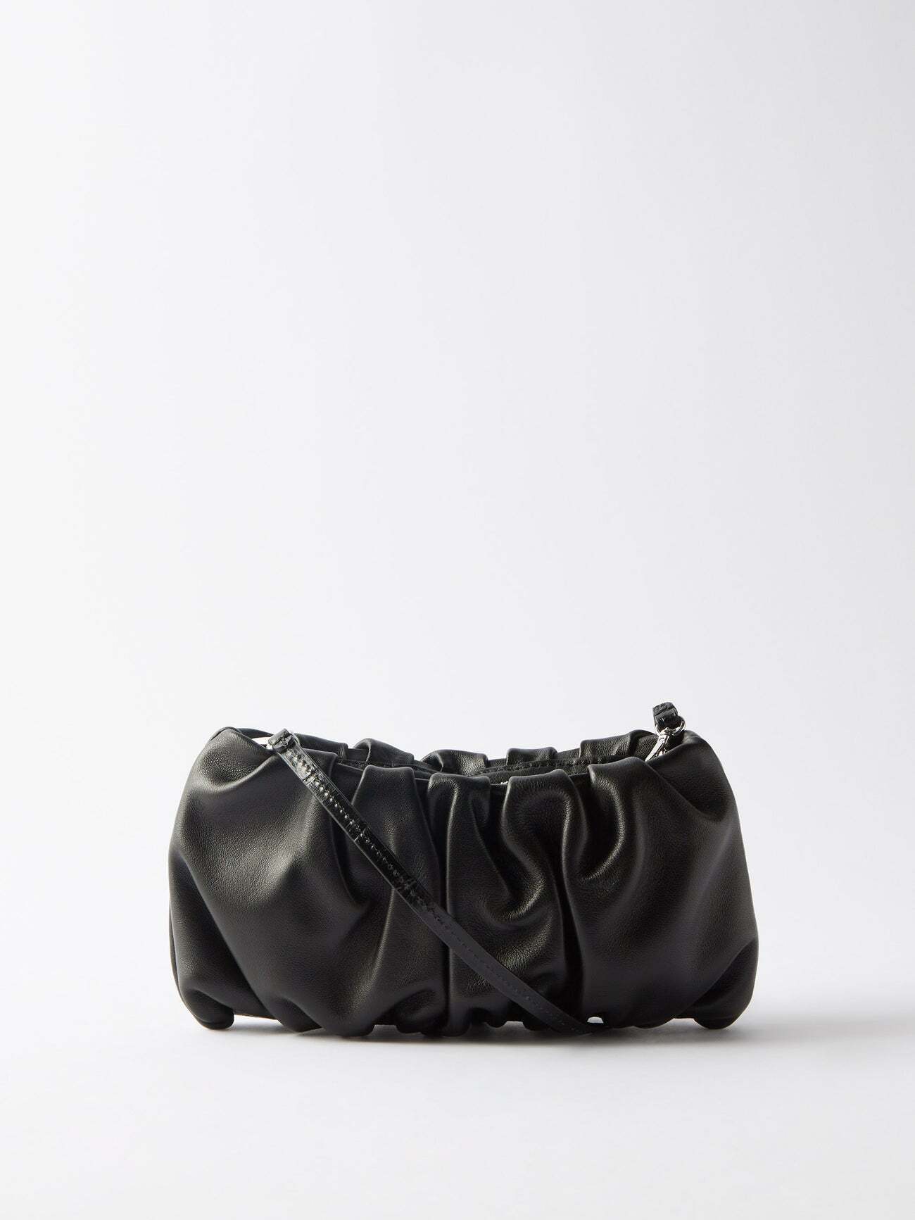 Staud - Bean Gathered Leather Shoulder Bag - Womens - Black
