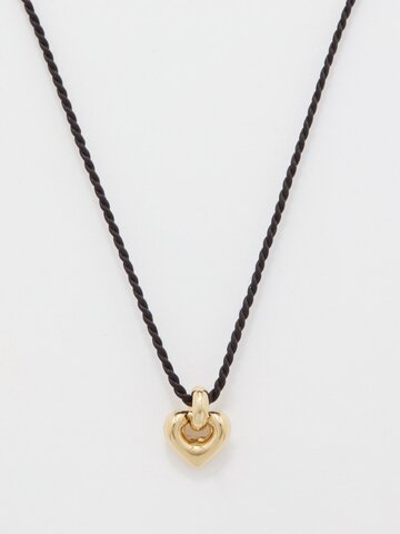 otiumberg - heart-pendant 14kt gold vermeil cord necklace - womens - gold black