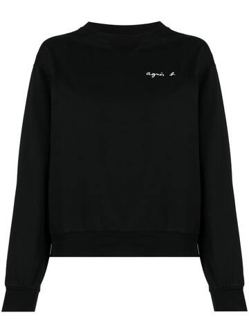 agnès b. agnès b. logo-print cotton sweatshirt - Black