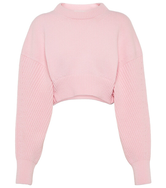 Alexander McQueen Cropped wool sweater in pink