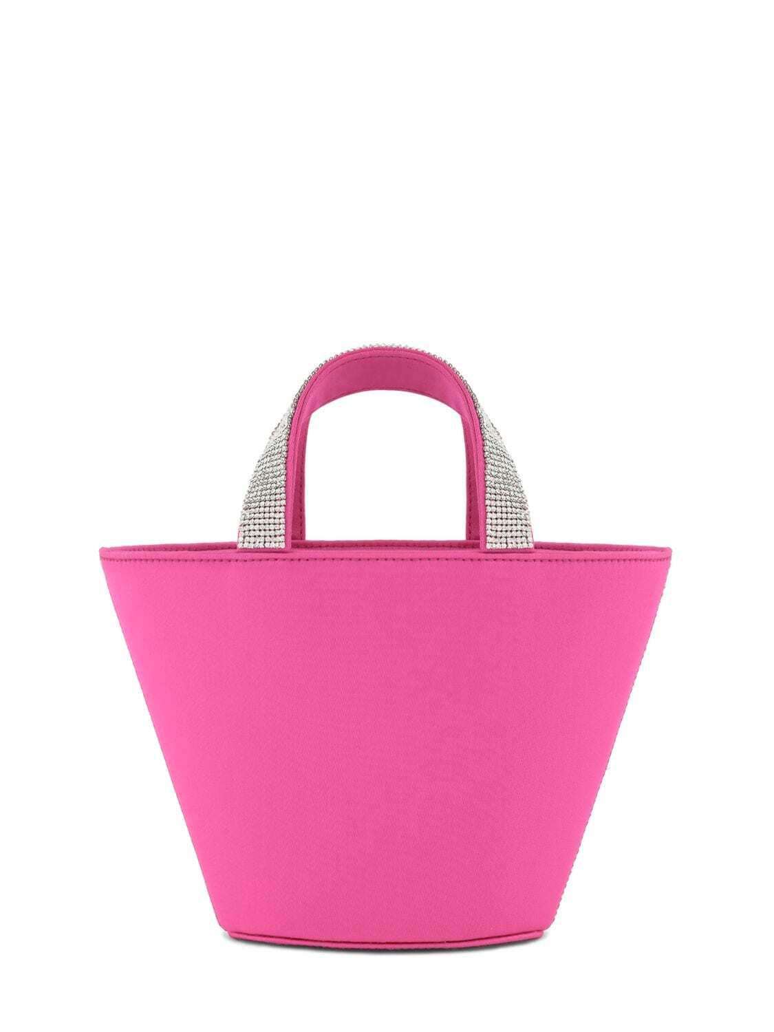 AMINA MUADDI Rih Satin Bucket Bag W/ Crystals in pink