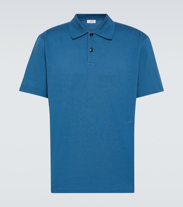 lanvin curb oversized piqué polo shirt in blue