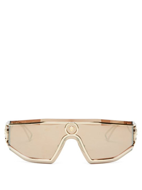 Versace Eyewear - Medusa Shield Metal Sunglasses - Womens - Rose Gold