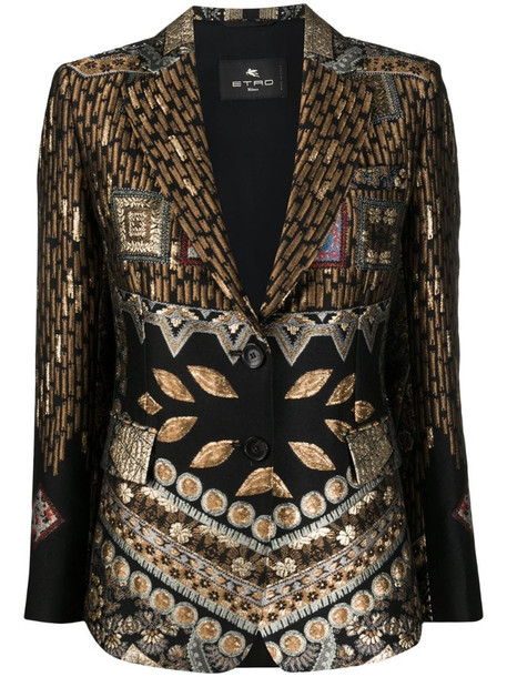 Etro metallic jacquard blazer in black