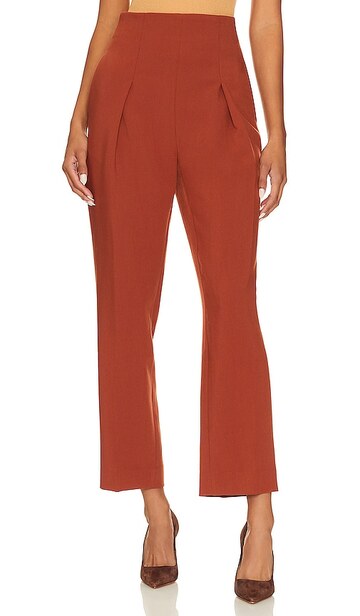 1. state high waisted pleated carrot pant in rust