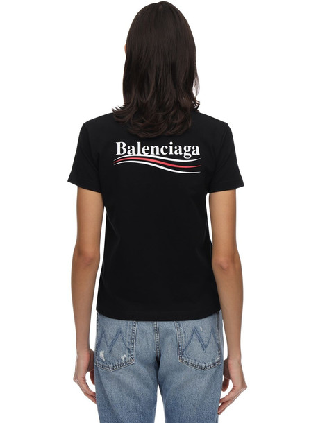 BALENCIAGA Fitted Political Logo Jersey T-shirt in black
