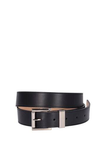 MICHAEL KORS COLLECTION 3cm Square Roller Buckle Leather Belt in black