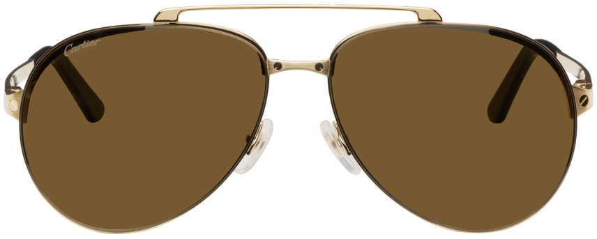 Cartier Gold Santos De Cartier Aviator Sunglasses