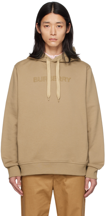 burberry tan printed hoodie in camel