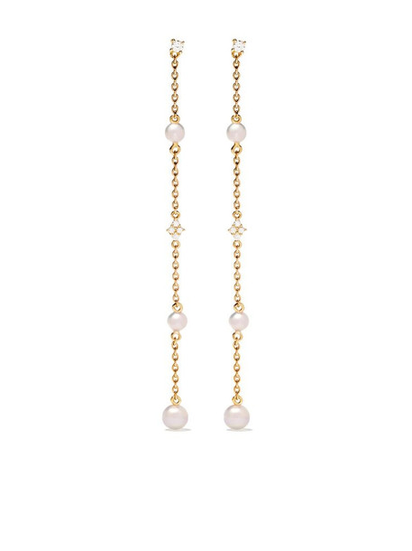 Yoko London 18kt yellow gold Trend Freshwater pearl and diamond drop earrings