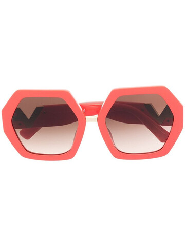 Valentino Eyewear VLOGO hexagonal oversized-frame sunglasses in red