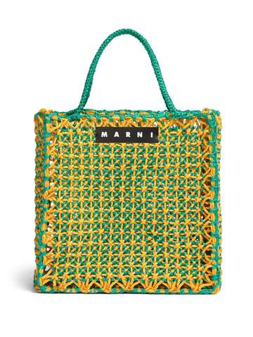 marni market large jurta crochet tote bag - green