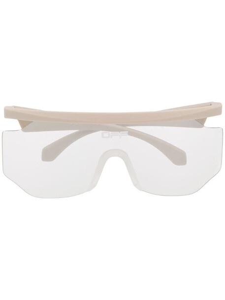 Off-White lettering logo mask-frame sunglasses in grey