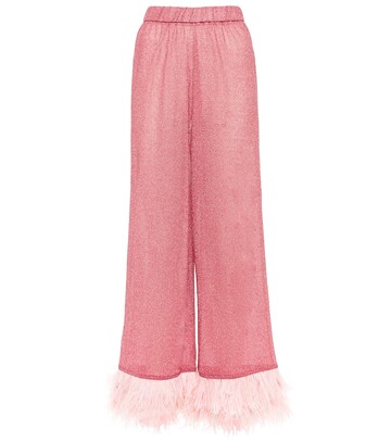 oséree lumière feather-trimmed pants in pink