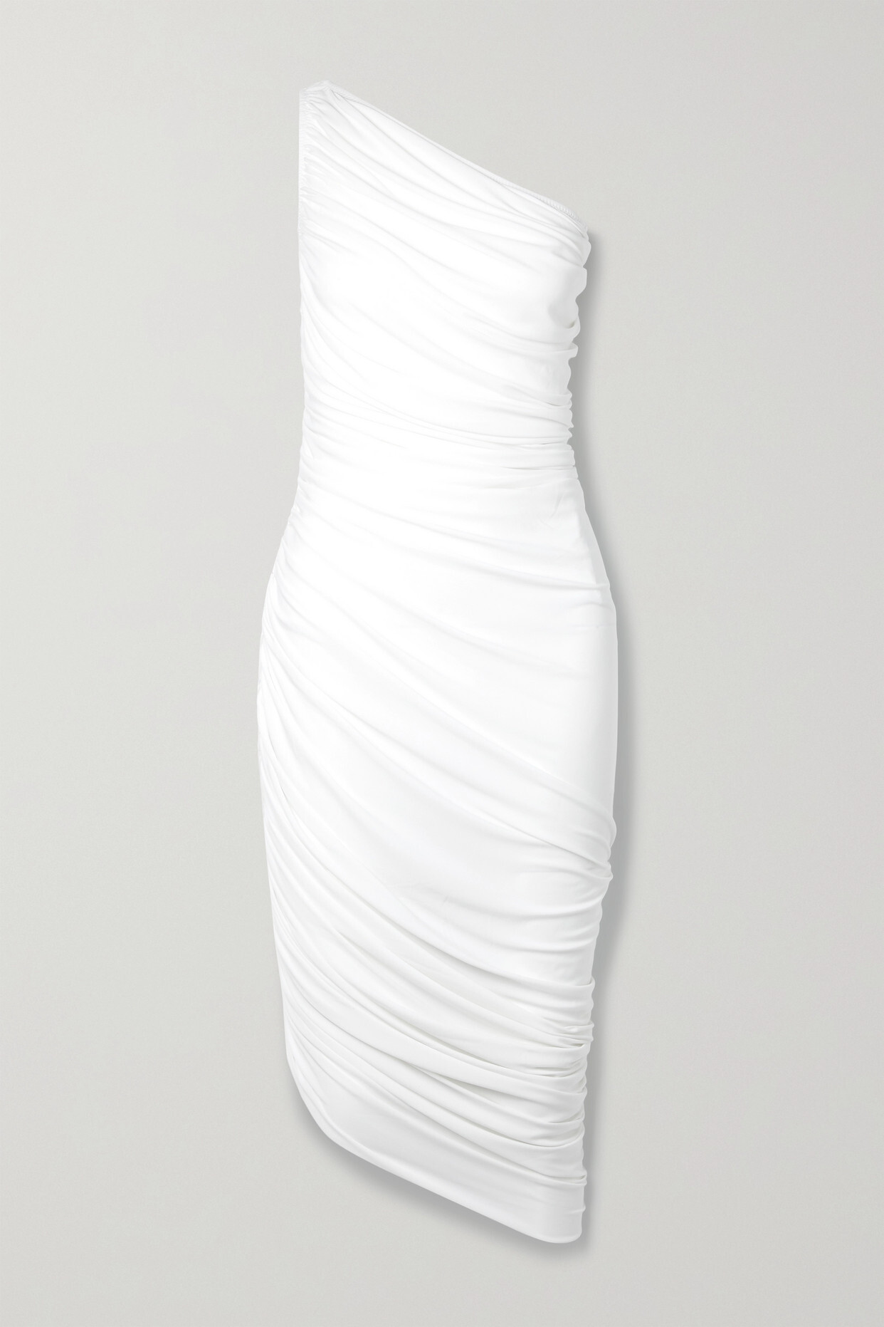 Norma Kamali - Diana One-shoulder Ruched Stretch-jersey Dress - White