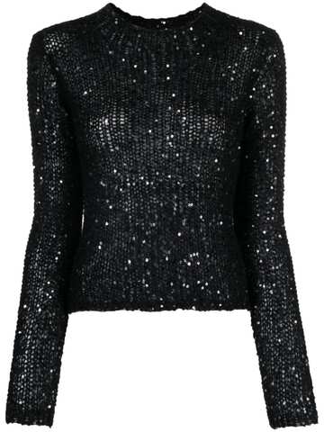 roberto collina sequinned open-knit jumper - black
