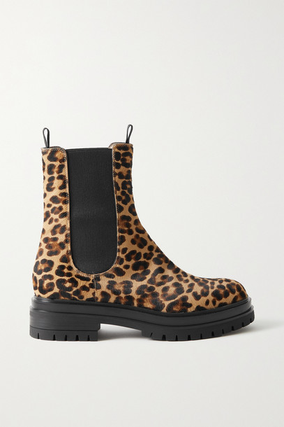 Gianvito Rossi - Chester Stretch-knit Chelsea Boots - Animal print