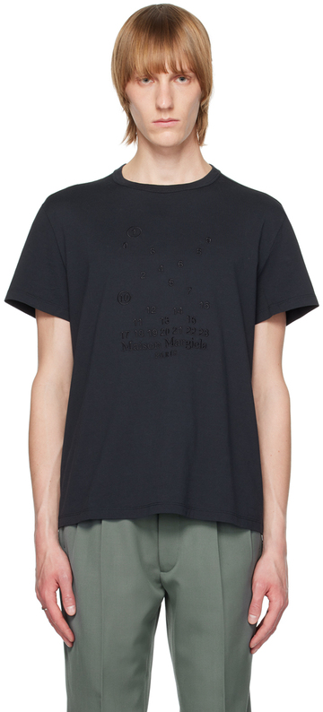 maison margiela black numeric t-shirt in charcoal