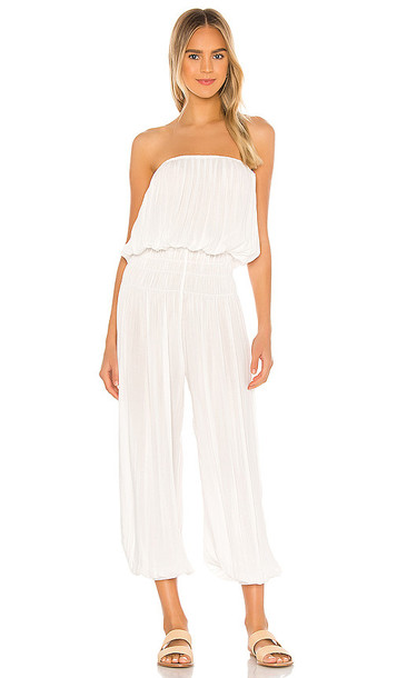 Indah Seychelle Strapless Pleated Jumpsuit in White