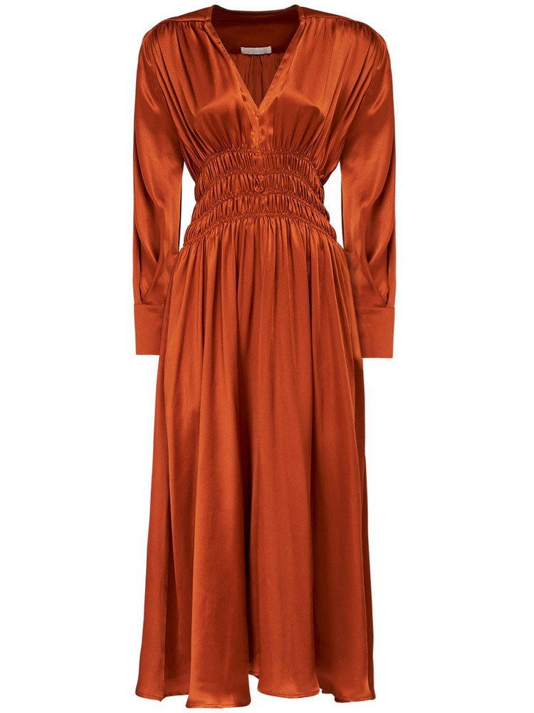 NYNNE Diana Satin Midi Dress in orange