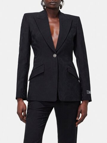 versace - tailored baroque virgin-wool twill jacket - womens - black
