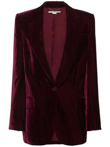 STELLA MCCARTNEY Velvet Single Breasted Blazer Jacket in burgundy