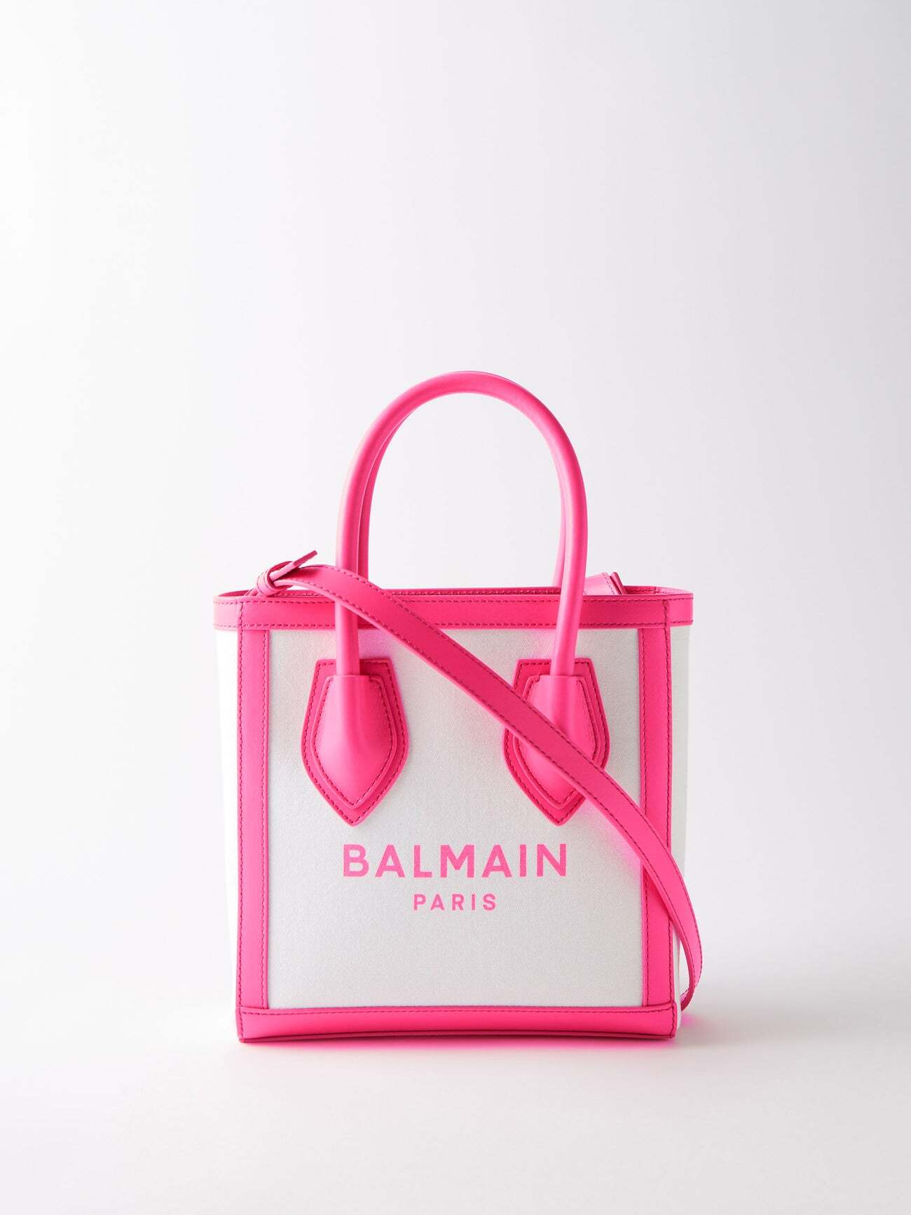 Balmain - B-army Leather-trim Canvas Crossbody Bag - Womens - Pink White