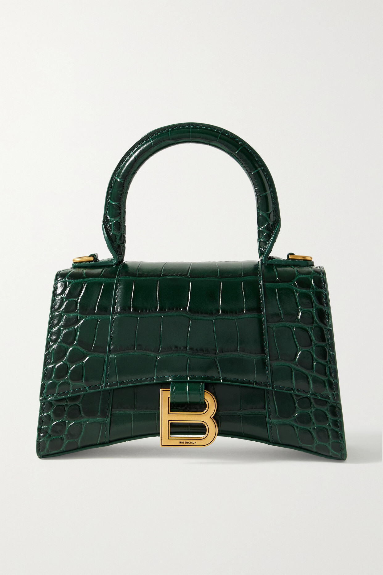 Balenciaga - Hourglass Xs Croc-effect Leather Tote - Green