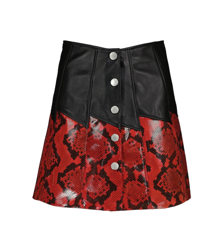 Alessandra Rich Printed high-rise leather miniskirt in red