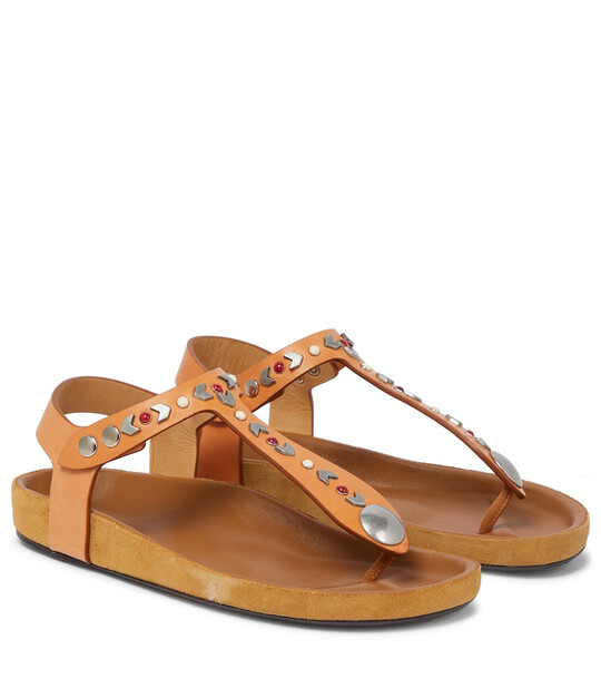 Isabel Marant Enavy leather thong sandals in brown