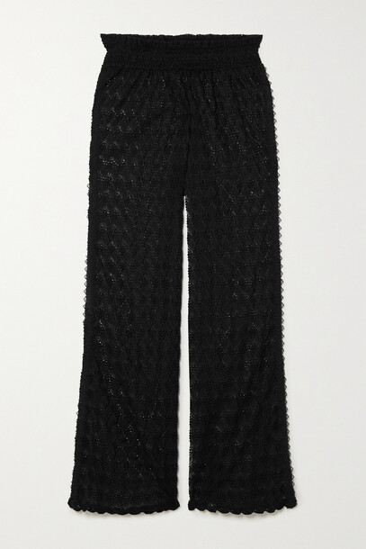 WAIMARI - + Net Sustain Provenzal Scalloped Crochet-knit Wide-leg Pants - Black