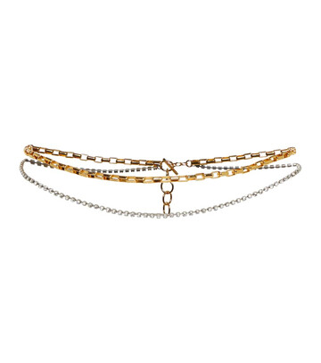 Saint Laurent Embellished chain-link belt in gold