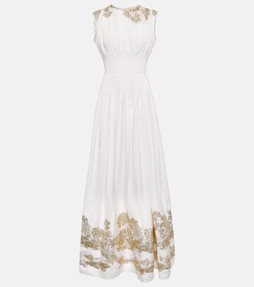 costarellos eliza jacquard embroidered maxi dress in white